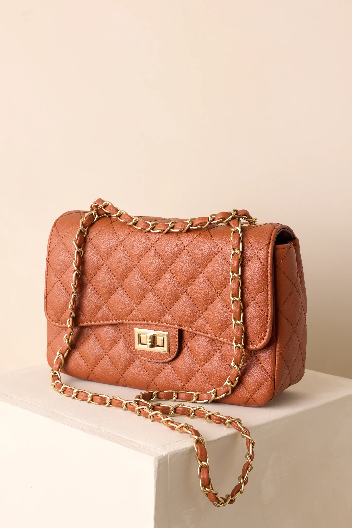 Only Gets Better Ginger Brown Quilted Faux Leather Handbag 2