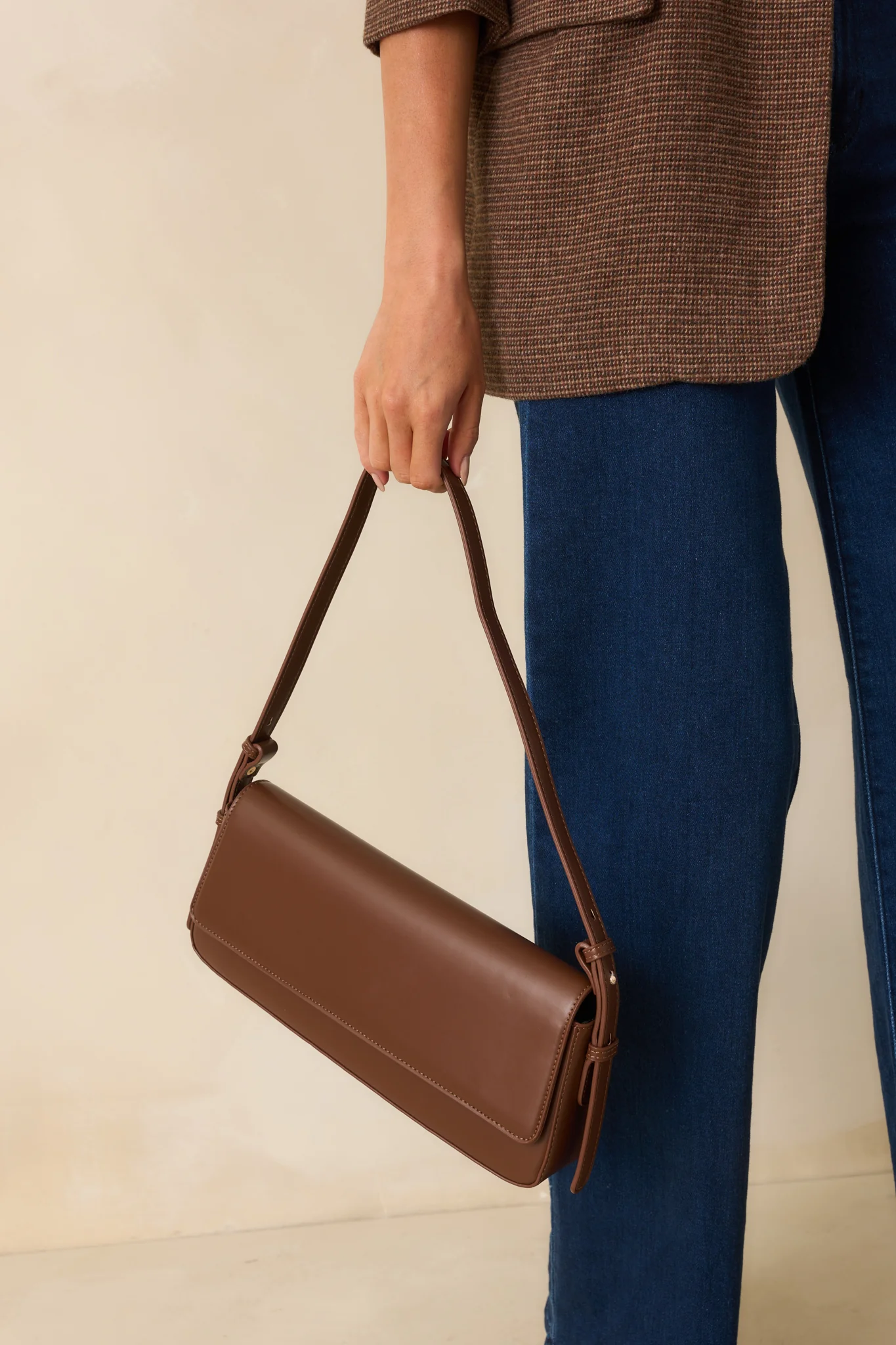 Don't Doubt Me Chocolate Brown Faux Leather Baguette Handbag