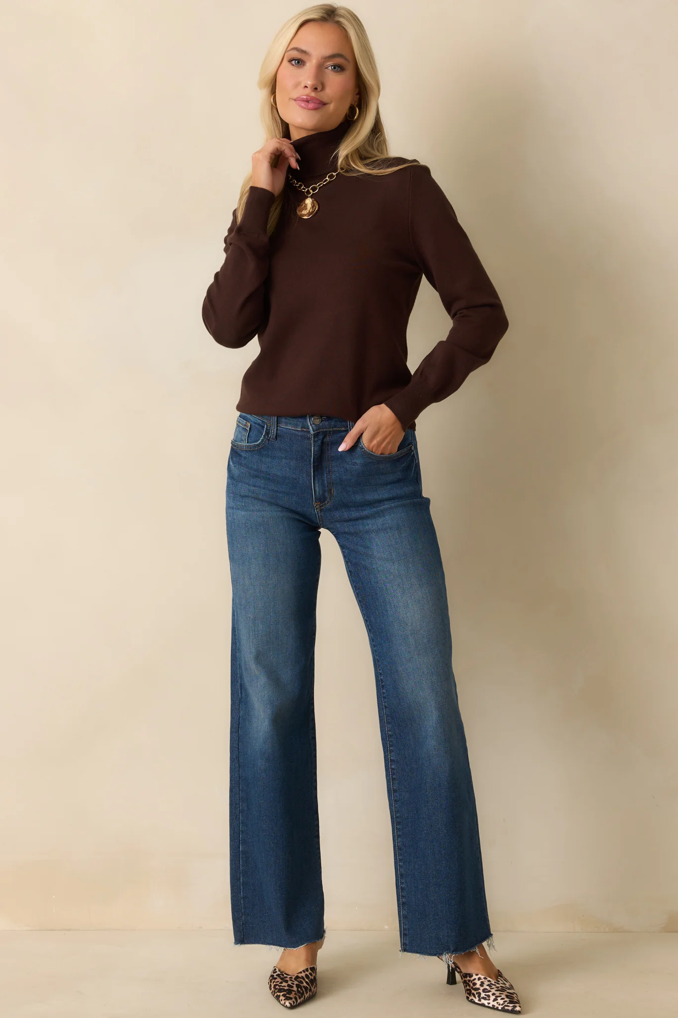 Comfortable Charm Dark Brown Turtleneck Sweater 2